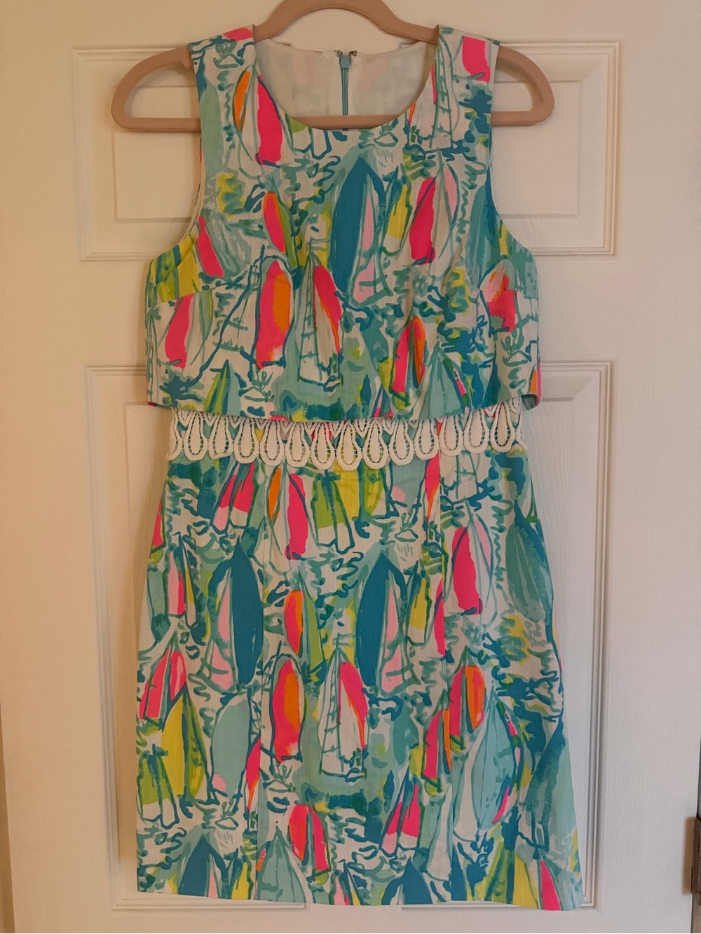 Lilly Pulitzer rare SAMPLE dress sailboats neon lace